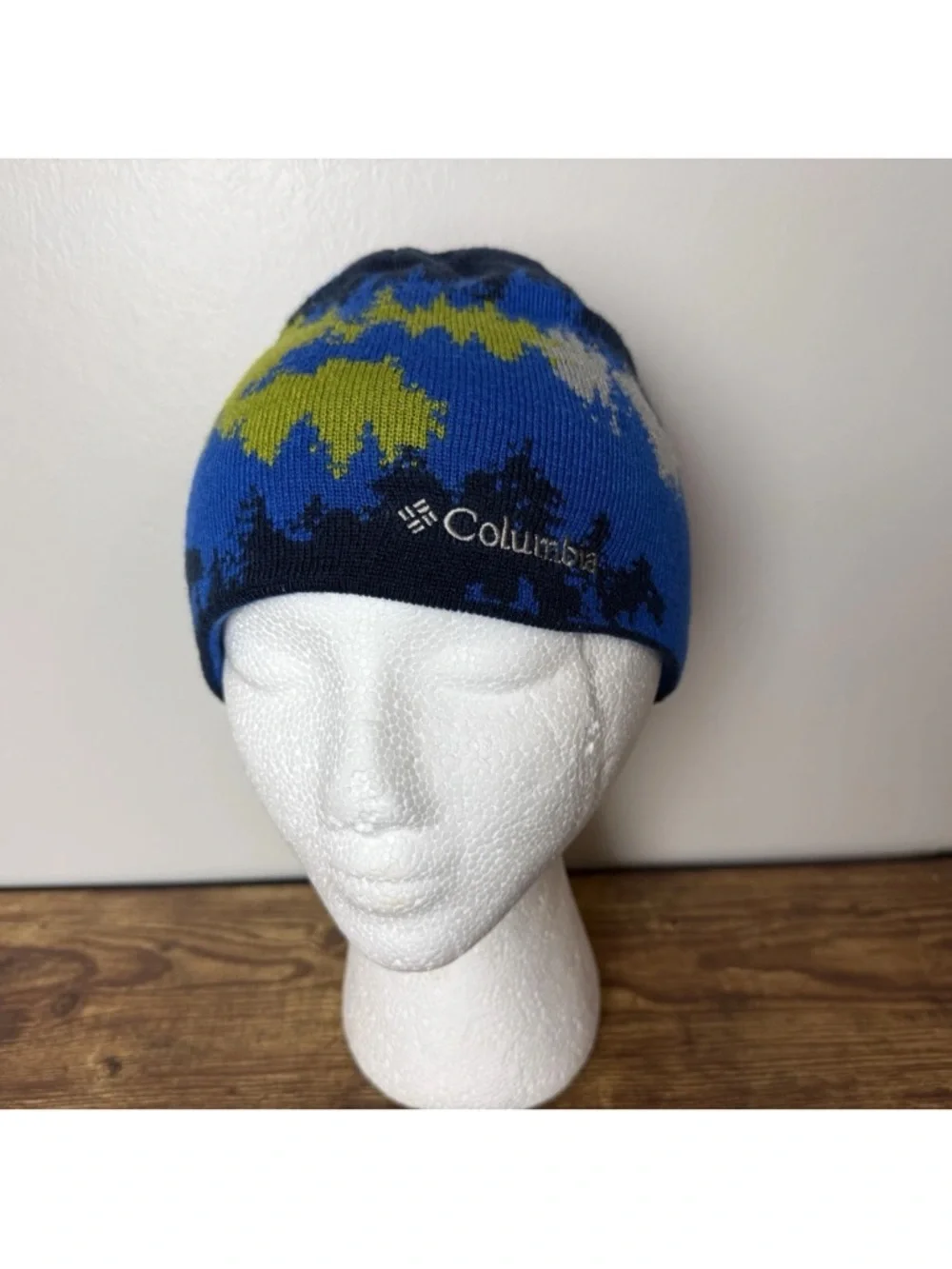 Columbia Kids Blue Patterned Knit Beanie